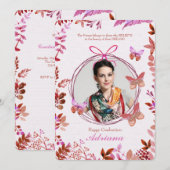 Papillons sociaux Photo Graduation Invitation (Devant / Derrière)