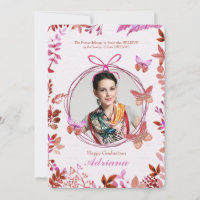 Papillons sociaux Photo Graduation Invitation