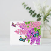 Papillons sur carte postale Lilacs (Debout devant)