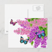 Papillons sur carte postale Lilacs (Devant / Derrière)