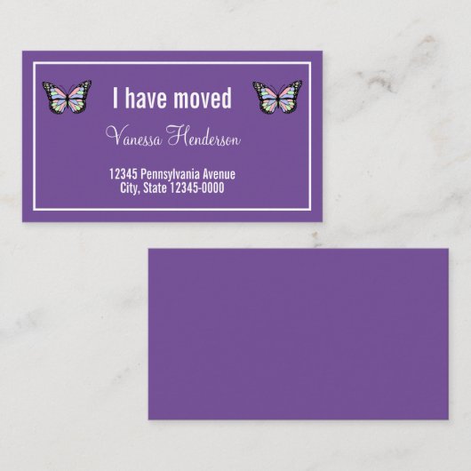 Papillons sur Faire-part pourpre (Devant / Derrière)