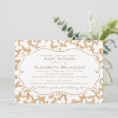 Papillons sur Motif bois Invitation Baby shower (Debout devant)