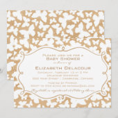 Papillons sur Motif bois Invitation Baby shower (Devant / Derrière)
