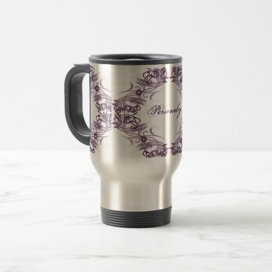 Papillons Tribaux Violets Mug de voyage (Devant gauche)