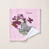 Papillons Unicorne Et Fleurs Personnalisés (Gant de toilette)