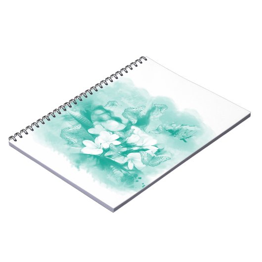 Papillons vert mer et carnets de fleurs (Côté gauche)