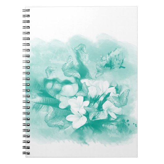 Papillons vert mer et carnets de fleurs (Devant)