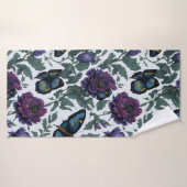 Papillons vintages à fleurs prune violette magenta (Serviette de bain)