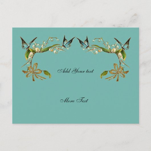 Papillons Vintages de carte postale Turquoises (Devant)