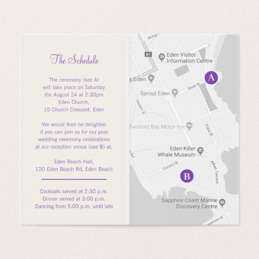 Papillons violet mariage détails plan (Inside Unfolded)