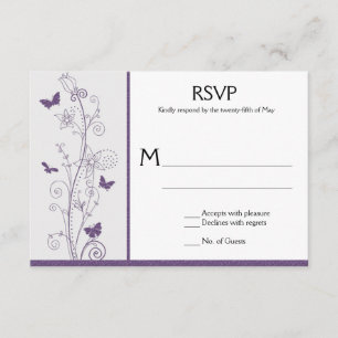 Papillons violets Fleurs tourbillons sur gris RSVP