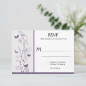 Papillons violets Fleurs tourbillons sur gris RSVP (Debout devant)