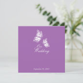 Papillons violets simples épousant le faire-part 2 (Debout devant)