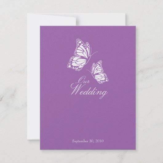 Papillons violets simples Mariage Faire-part 2 (Devant)