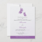 Papillons violets simples Mariage Faire-part 2 (Dos)