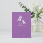 Papillons violets simples Mariage Faire-part 2 (Debout devant)