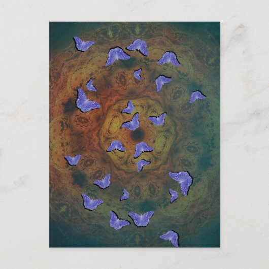 Papillons violets sur carte postale verticale mand (Devant)