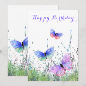 Papillons volant Bonne carte d'anniversaire (Devant / Derrière)