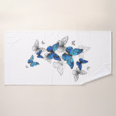 Papillons volants bleus Morpho (Serviette de bain)
