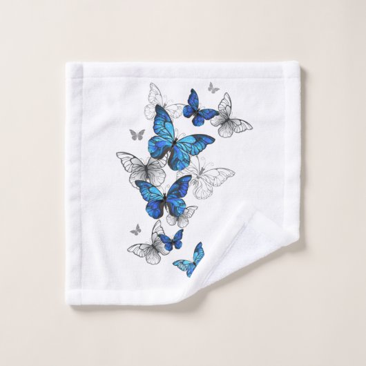 Papillons volants bleus Morpho (Gant de toilette)