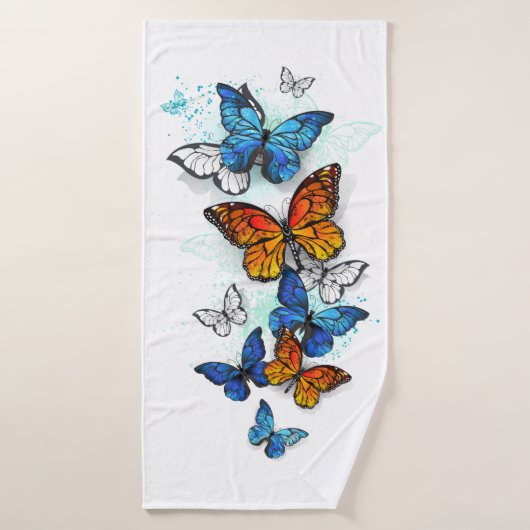Papillons volants Morpho et Monarch (Serviette de bain)