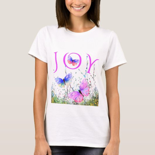 Papillons volants T-shirt Joy Texte (Devant)