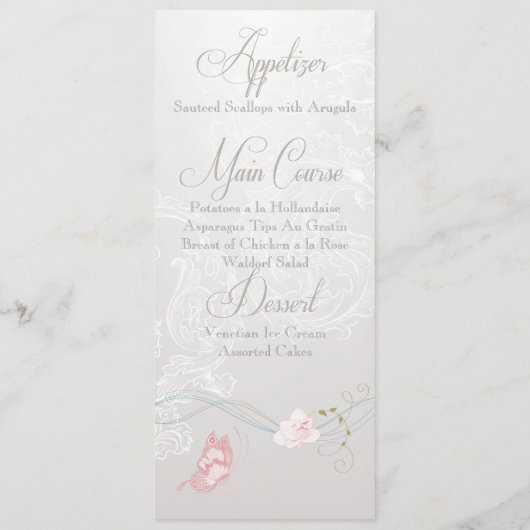 Papillons Whimsical et menu dentelle (Dos)