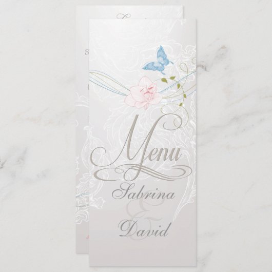 Papillons Whimsical et menu dentelle (Devant / Derrière)