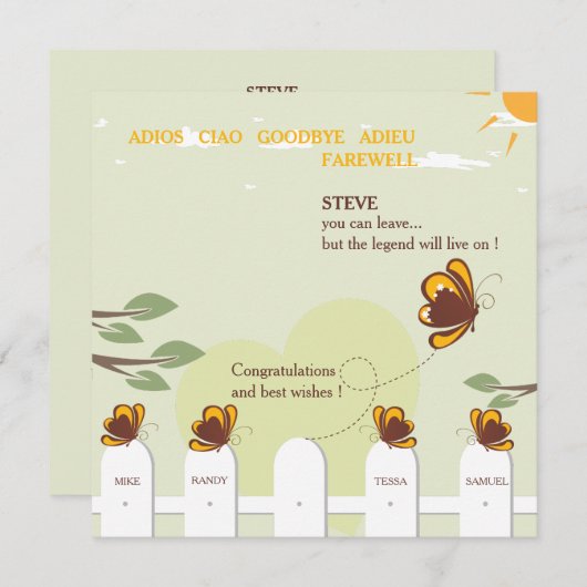 Papillons Whimsical Farewell Party Invitation (Devant / Derrière)