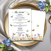 Papillons Wildlowers Élégant menu Mariage 5x7''