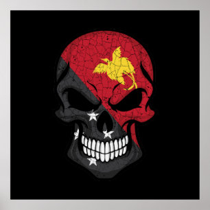 Papoea-Nieuw-Guinea glimlachende schedelvlag Poster