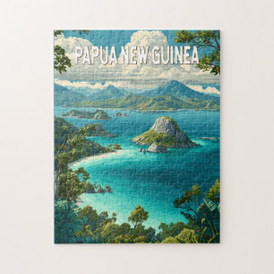 Papoea-Nieuw-Guinea Illustratie Reis Kunst Vintage Legpuzzel