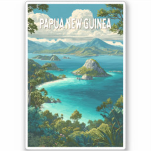 Papoea-Nieuw-Guinea Illustratie Reis Kunst Vintage Sticker