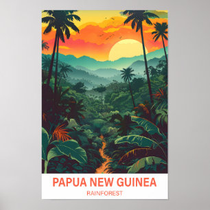 Papoea-Nieuw-Guinea Rainforest Illustration Travel Poster