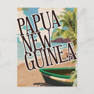 Papoea-Nieuw-Guinea vintage reisposter kunst. Briefkaart