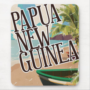 Papoea-Nieuw-Guinea vintage reisposter kunst. Muismat
