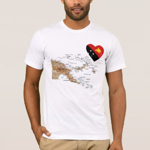 Papoea-Nieuw-Guinea Vlag Hart en Kaart T-Shirt