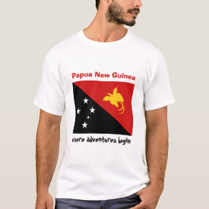 Papoea-Nieuw-Guinea Vlag + Kaart + Tekst T-shirt