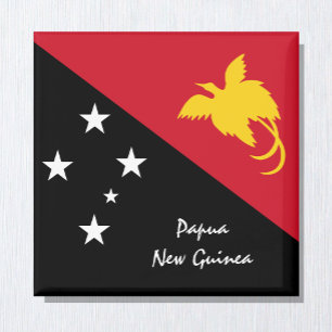 Papoea-Nieuw-Guinea vlag & Oceania vakantie/sportf Magneet