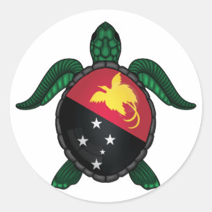Papoea-Nieuw-Guinea zee schildpadvlag Ronde Sticker