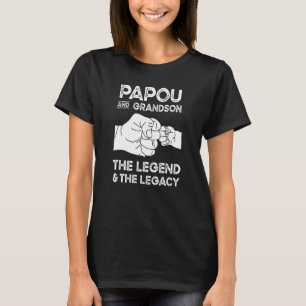 Papou en kleinzoon de legende en legacy opa m t-shirt