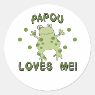 Papou houdt van me kikker ronde sticker