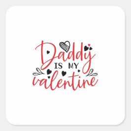 Pappa met een paar cadeautjes is mijn Valentijn Vierkante Sticker