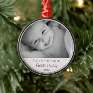Pappa's eerste kerstfeest op persoonlijke naam Fot Metalen Ornament