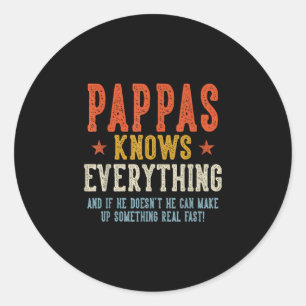 Pappas weet alles vaderdag retro vintage ronde sticker