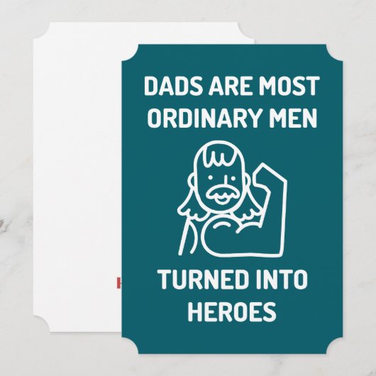 Pappas zijn helden Vaderdagkaart – Spierballen Pap Feestdagenkaart (Voorkant / Achterkant)