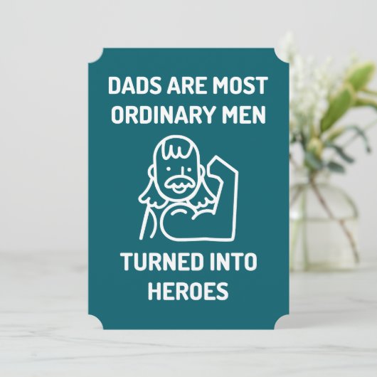 Pappas zijn helden Vaderdagkaart – Spierballen Pap Feestdagenkaart (Staand voorkant)