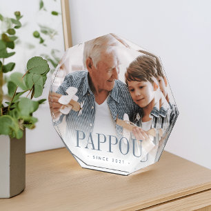 Pappou Grandpa Jaar ingesteld Fotoblokken