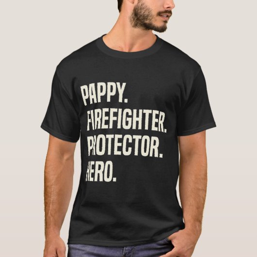 Pappy Firefighter Protector Hero Grandpa T-shirt (Voorkant)