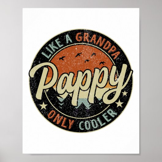 Pappy Like A Grandpa Only Cooler Vintage Retro Fat Poster (Voorkant)